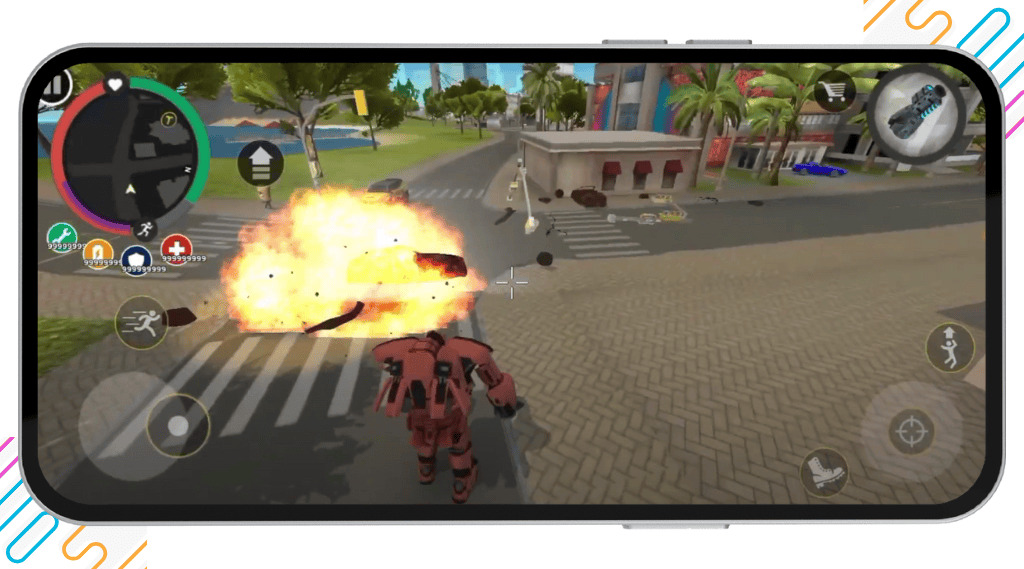 Rope Hero Mafia City Wars Download V1.8.4 | Free Unlimited Money & Gems 9 Rope Hero Mafia City mod APK with advanced superhero abilities like rope swings, super jumps, and powerful combat moves