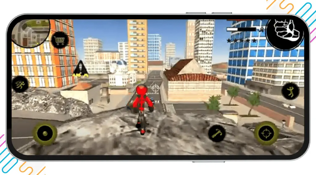 Stick Rope Hero Mod APK | Download 4 Stickman Rope Hero Mod APK open world environment with free city exploration, missions, and adventure gameplay